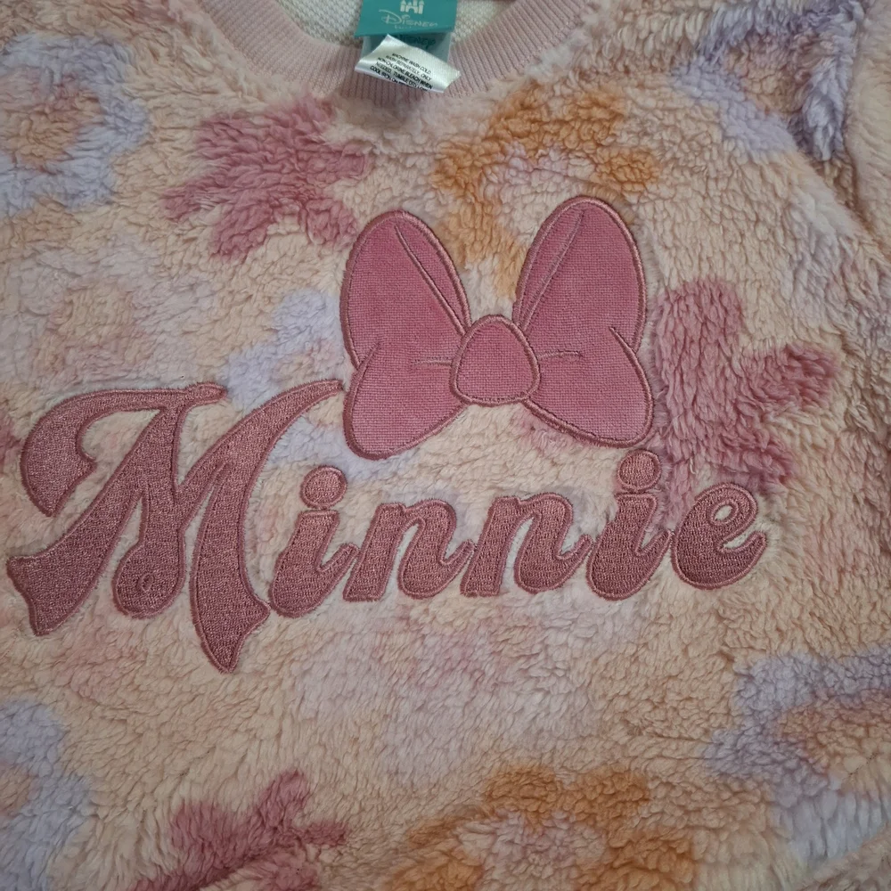 Disney Minnie Pink Plush Kids Sweatshirt - Picture 6 of 7